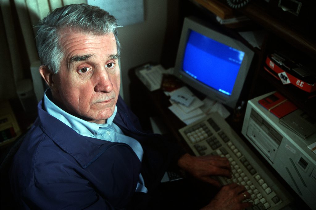 Robert Langford working on his computer